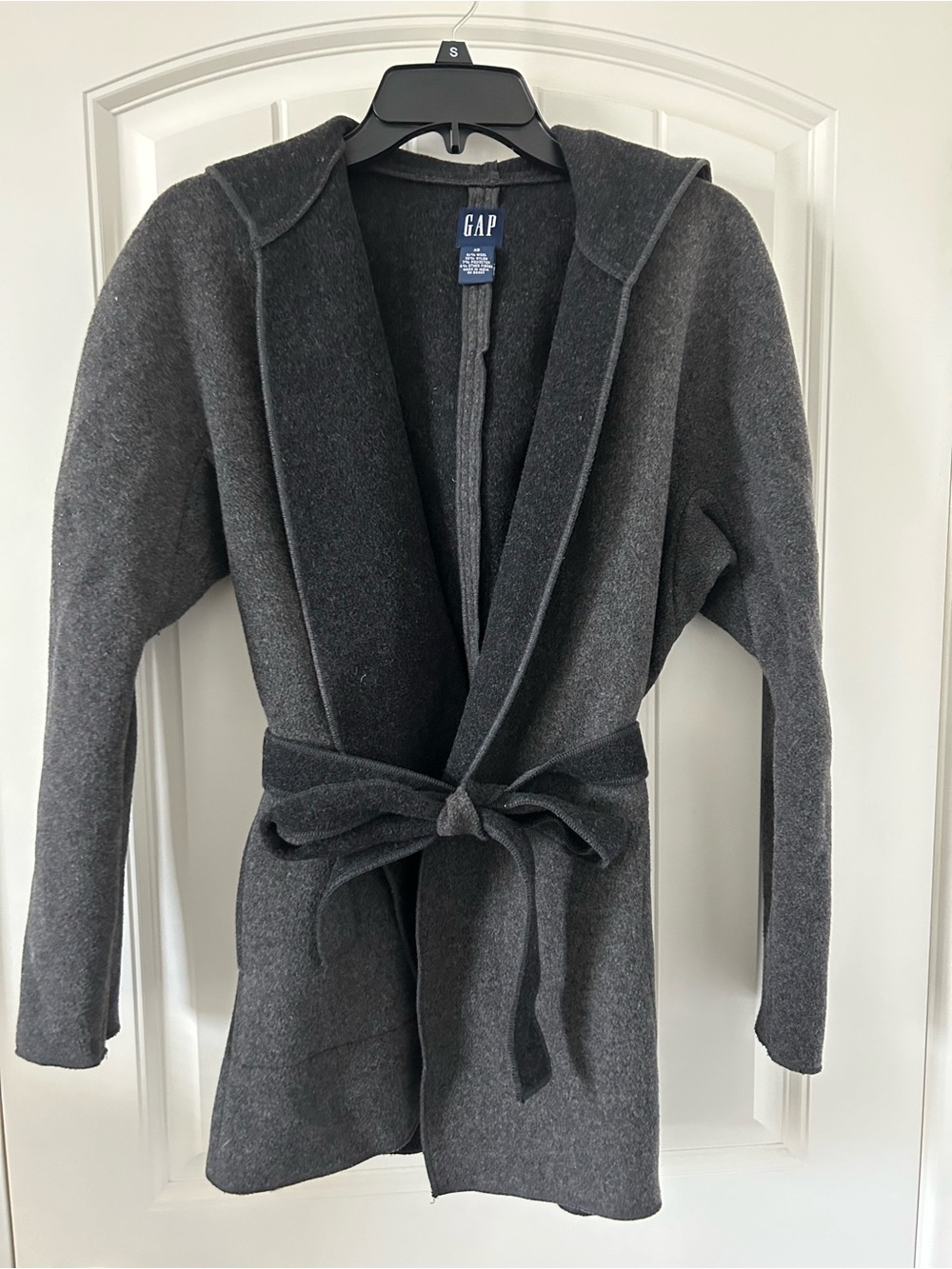 Gap Wrap Around Gray Hooded Wool Blend Jacket Coat XS